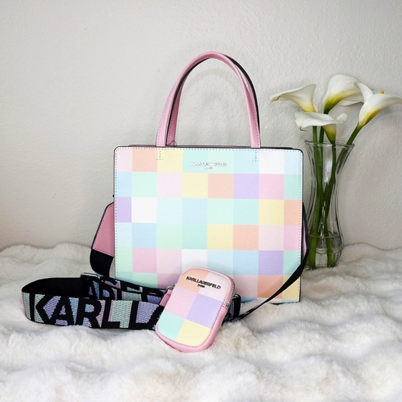 KARL LAGERFIELD Pastel Crossbody With coin Purse Combo, Perfect EASTER bag NWT - Picture 1 of 4
